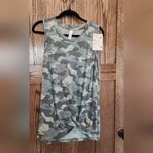 Latched Mama Olive Green Camo Twist-Front Tank